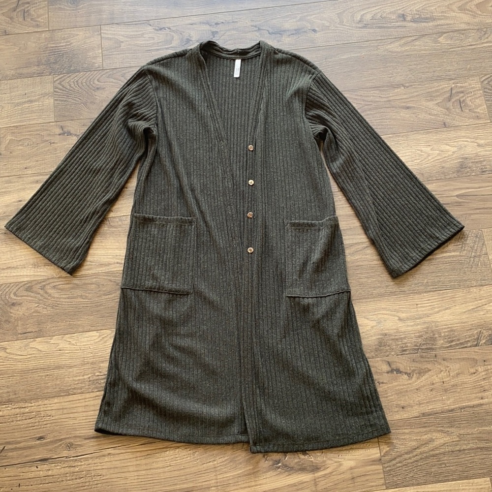 Forest Green Oversized Cardigan with Pockets